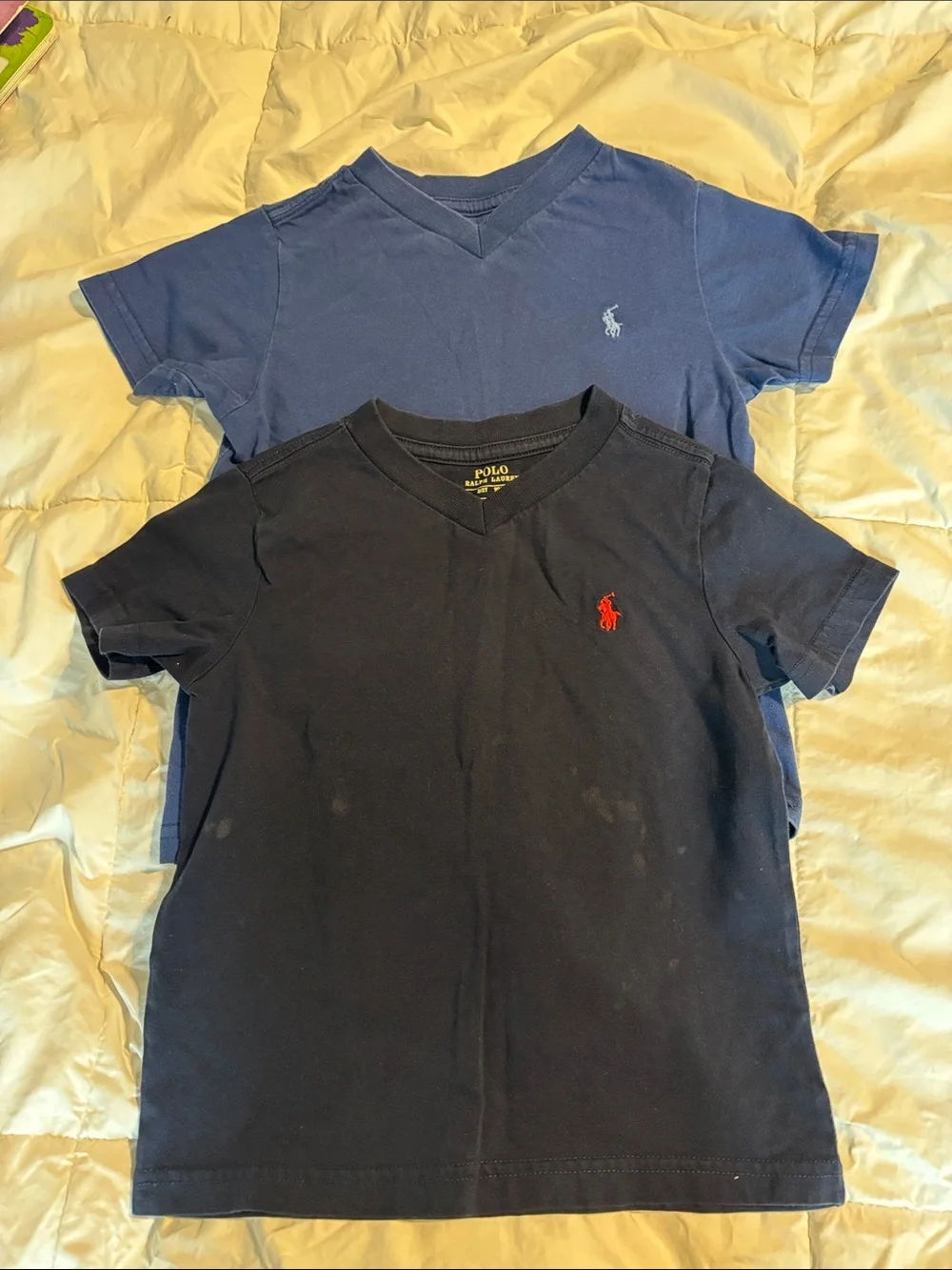 Ralph Lauren Boys' Short Sleeve V-Neck Tees - Navy & Blue